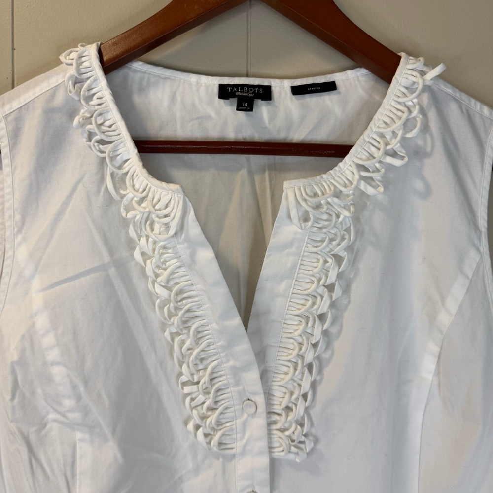 Talbots White Tank Top Women’s Size 14 Casual Vacation Summer Stretch - Picture 2 of 7